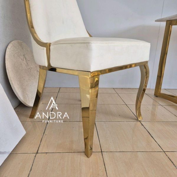kursi makan rangka stainless gold minimalis modern kain jok bisa pilih Chairs