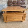 meja tamu klasik unik 2 laci bahan kayu jati, coffee table kayu jati