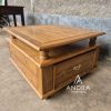 meja tamu klasik unik 2 laci bahan kayu jati, coffee table kayu jati