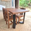 set kursi makan 4 kursi unik top jati tebal variasi pinggir alami kaki besi