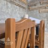 set kursi makan 4 kursi unik top jati tebal variasi pinggir alami kaki besi