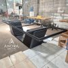 Meja Makan besi Industrial Modern – Grande Series (Hitam Doff)