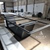 Meja Makan besi Industrial Modern – Grande Series (Hitam Doff)