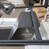 Meja Makan besi Industrial Modern – Grande Series (Hitam Doff)