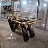 Meja MakanMeeting Stainless Steel Luxury - Geometric W Design