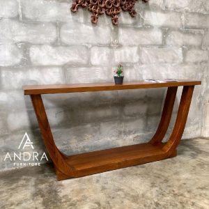 MEJA KONSUL KAYU JATI KAKI TEBAL & TOP 4 CM