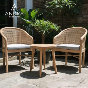 Set Kursi Teras Minimalis – Kombinasi Jati & Rotan Alami