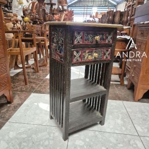 MEJA TELEPON MEJA SAMPING ANTIK UKIR PRIMITIF SIMPLE & UNIK UNTUK RUANG TAMU