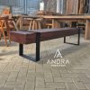 Bangku Balok Kayu Utuh Trembesi  Solid & Elegan Tanpa Sambungan kaki besi