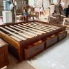 Dipan minimalis 3 laci full kayu jati,tempat tidur jati mira design