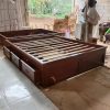 Dipan minimalis 3 laci full kayu jati,tempat tidur jati mira design