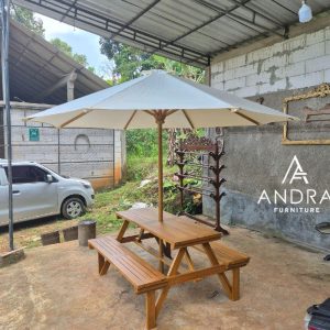 Meja Bangku Taman Payung Garden Table Set Kayu Jati
