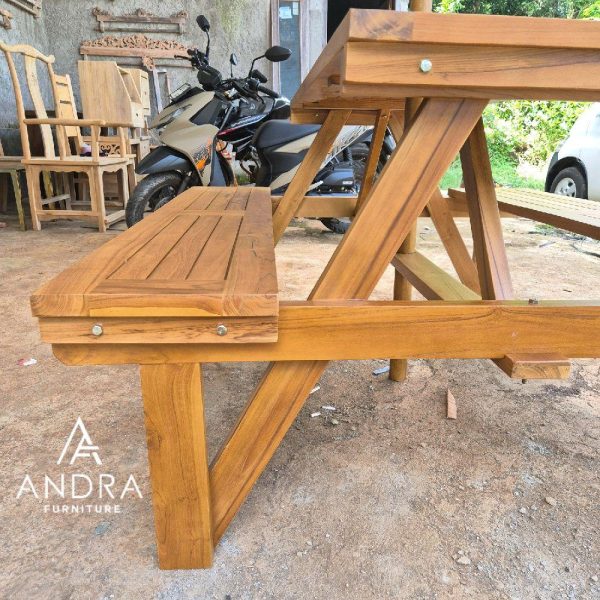Meja Bangku Taman Payung Garden Table Set Kayu Jati