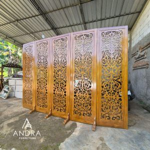 Sketsel Ukir modern Minimalis 5 Pintu kayu jati