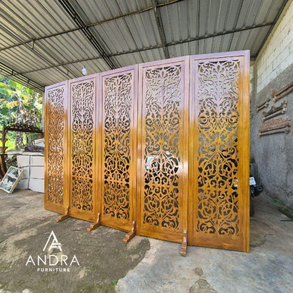 Sketsel Ukir modern Minimalis 5 Pintu kayu jati