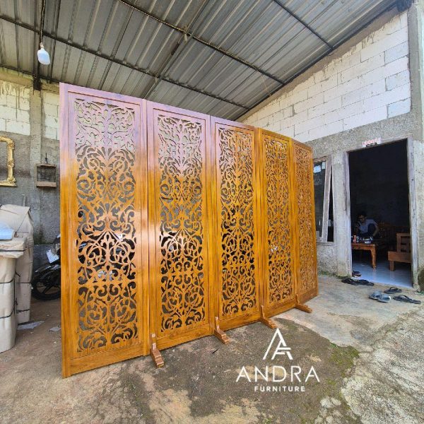 Sketsel Ukir modern Minimalis 5 Pintu kayu jati