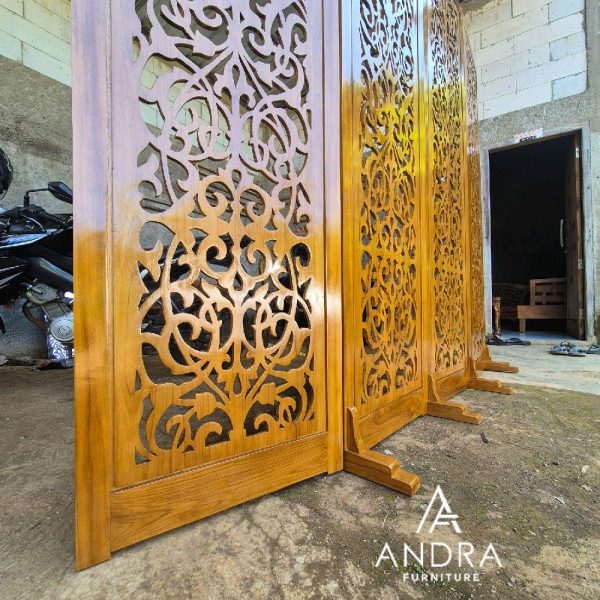 Sketsel Ukir modern Minimalis 5 Pintu kayu jati