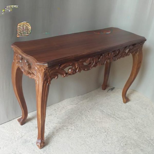 meja konsul ukiran jepara teak wood, kayu jati minimalis