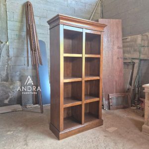 Almari Penyimpanan Helm Kayu Jati Minimalis, rak buku minimalis kayu jati