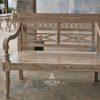 Bangku Klasik White Wash Rustic Kayu Jati 2 Dudukan 2 seater