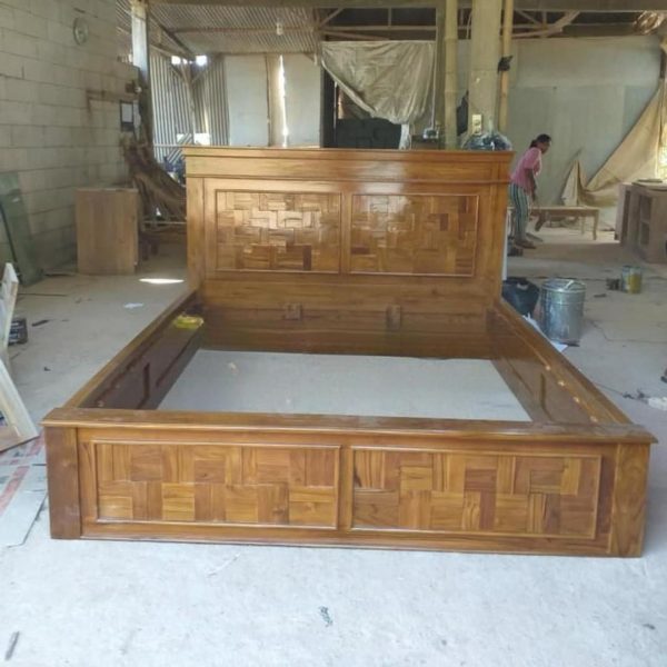 Dipan minimalis model zig-zag papan rata lantai bahan kayu jati