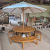 Meja taman payung 3 bangku jati, kursi taman atau kafe furniture