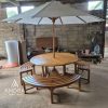 Meja taman payung 3 bangku jati, kursi taman atau kafe furniture