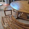 Meja taman payung 3 bangku jati, kursi taman atau kafe furniture