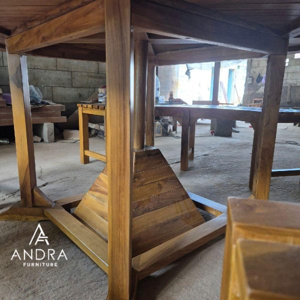 Meja taman payung 3 bangku jati, kursi taman atau kafe furniture
