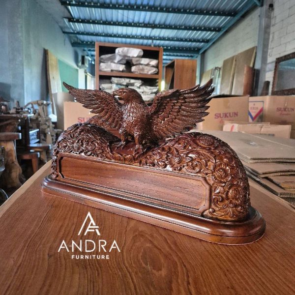 Papan Nama Ukiran Garuda Eksklusif Kayu Jati Premium