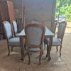 SET MEJA MAKAN JATI UKIR 6 KURSI TOP MARMER CARRARA IMPORT