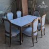 SET MEJA MAKAN JATI UKIR 6 KURSI TOP MARMER CARRARA IMPORT