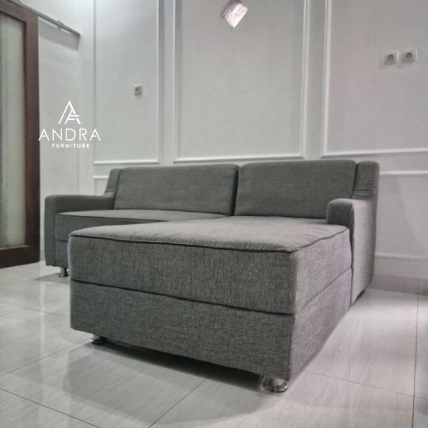 Set Sofa Sudut Minimalis Rangka Kayu Solid Andra Furniture