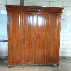 Almari pakaian 4 pintu kayu jati, lemari besar bahan full kayu jati