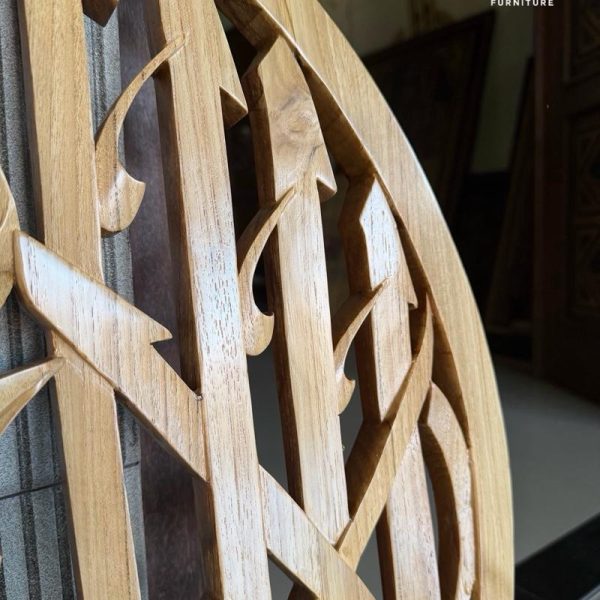 Kaligrafi Syahadat Ukiran Jepara Model Bulat Full Kayu Jati