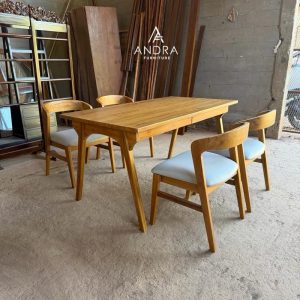 SET Meja Makan Kayu Jati Custom Estetik Elegan