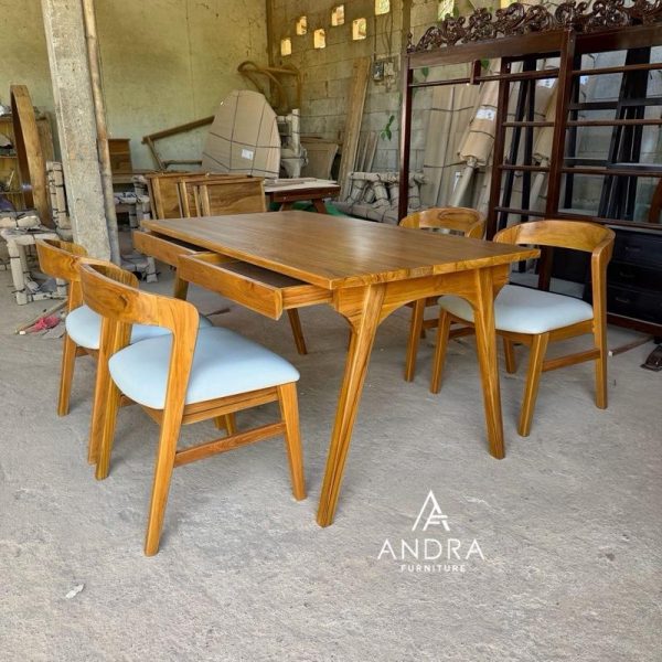 SET Meja Makan Kayu Jati Custom Estetik Elegan