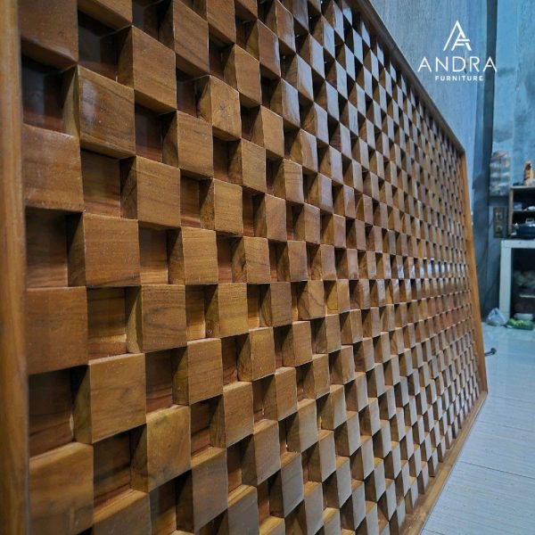 Wall Panel Minimalis Kayu Jati  hiasan dinding Premium