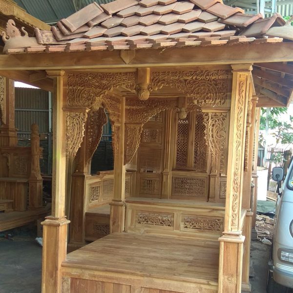 gazebo full kayu jati full ukiran classic free ongkir dan free pasang
