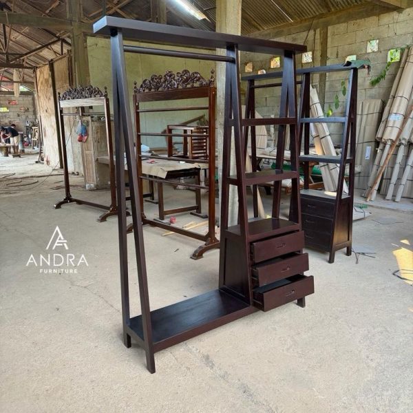 Gawangan Baju gantungan handuk Minimalis 3 Laci Kayu Jati2 Gawangan Baju gantungan handuk Minimalis 3 Laci Kayu Jati