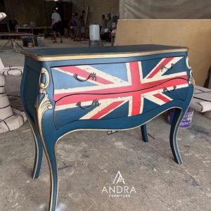 Meja Konsul Console Table Klasik bendera england bendera Inggris 2 Laci