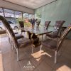 Meja Makan 8 Kursi Stainless Gold Top Marmer Carara