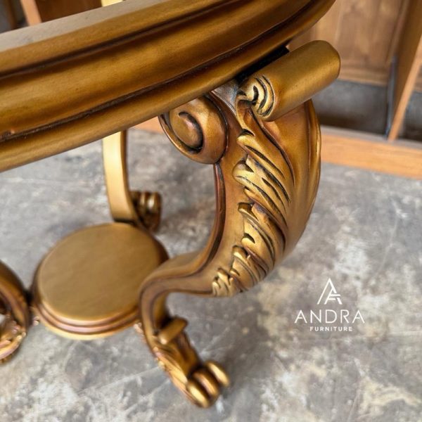 Rangka Meja Round Table Meja Foyer Kaki Lengkung 3 Kaki Finishing Gold Antik4 Rangka Meja Round Table Meja Foyer Kaki Lengkung 3 Kaki Finishing Gold Antik