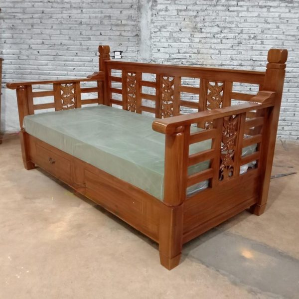 bale bale ukuran besar ukiran jepara, bangku super king size kayu jati