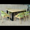 meja makan cafe minimalis kaki besi 6 kursi bahan kayu jati teak wood