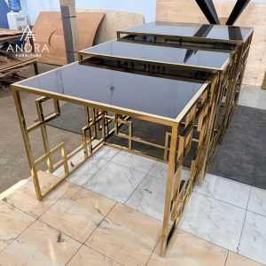 Nesting Table Rangka Stainless Gold  Elegan dan Modern 