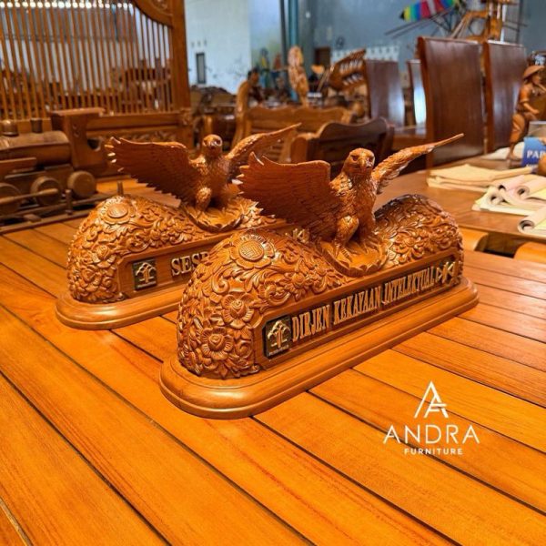 Papan Nama Ukiran Garuda Eksklusif Kayu Jati Premium