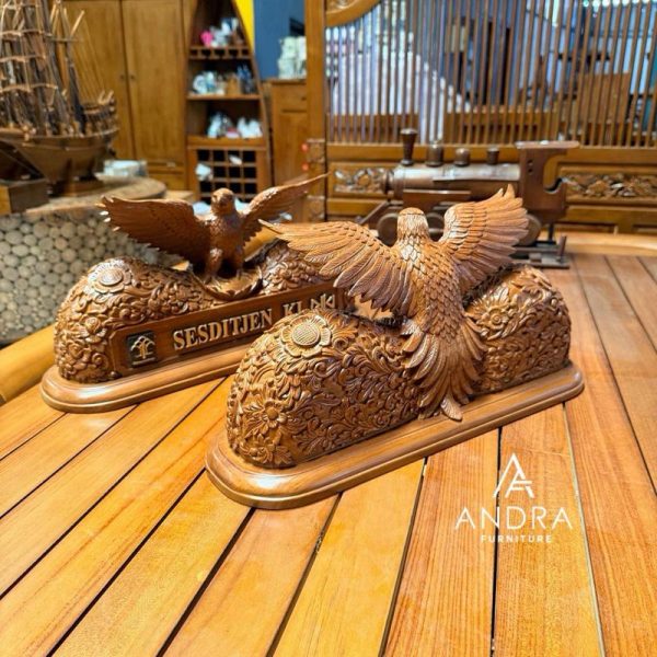 Papan Nama Ukiran Garuda Eksklusif Kayu Jati Premium