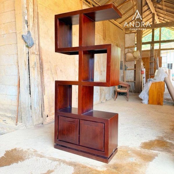 Rak Pajangan Jati Modern Minimalis  Partis sketsel 2 Pintu Kayu jati