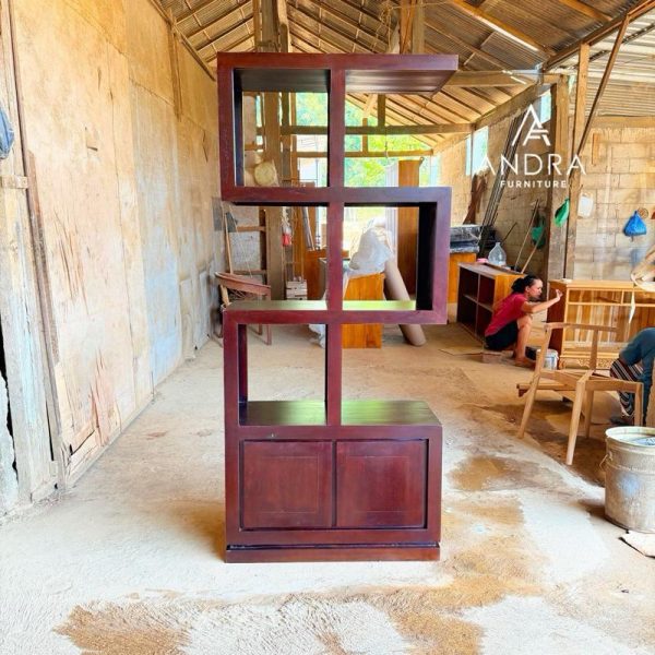 Rak Pajangan Jati Modern Minimalis  Partis sketsel 2 Pintu Kayu jati